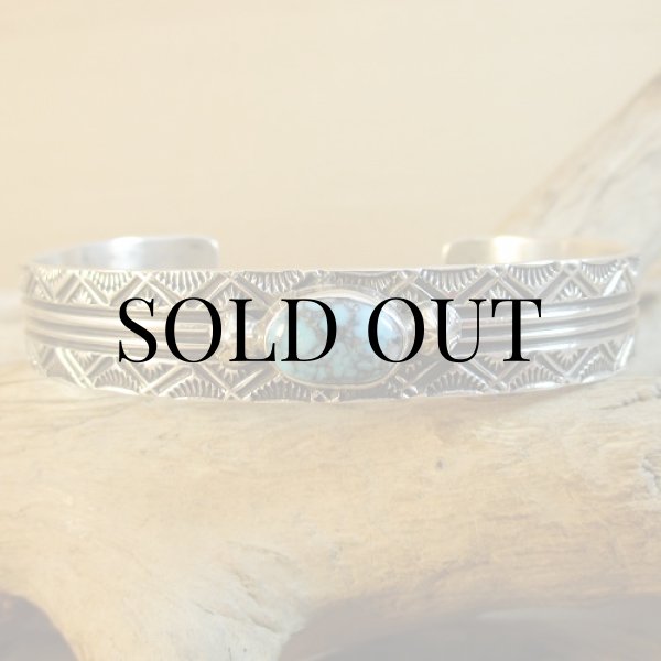 画像6: ナバホ族：Henry Mariano アパッチブルー ターコイズ カフブレスレット (6)