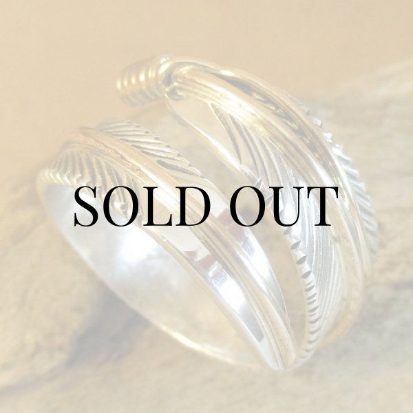 画像9: ナバホ族：Harvey Mace イーグルフェザー12KGF フリーサイズリング (9)