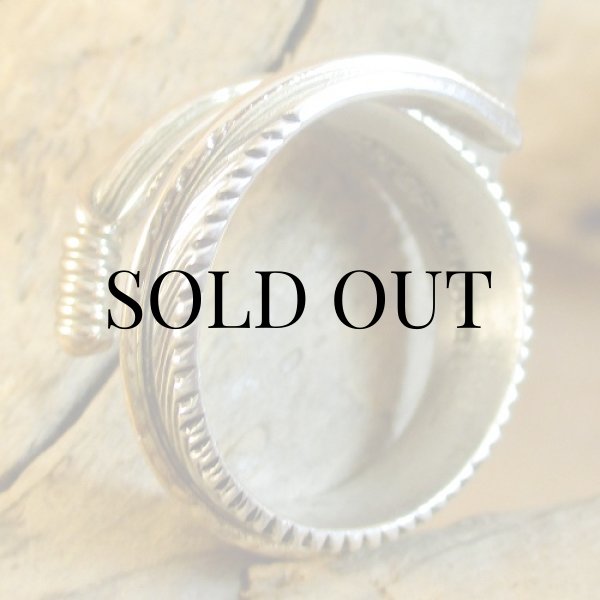 画像6: ナバホ族：Harvey Mace イーグルフェザー12KGF フリーサイズリング (6)