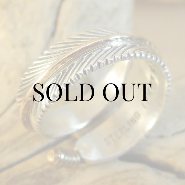 画像7: ナバホ族：Harvey Mace イーグルフェザー12KGF フリーサイズリング (7)