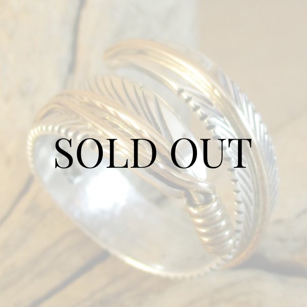 画像8: ナバホ族：Harvey Mace イーグルフェザー12KGF フリーサイズリング (8)