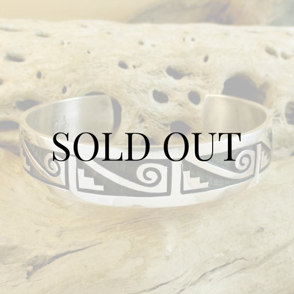 画像6: ホピ族：Stewart Tewawina Dacawyma ウォーター＆クラウド カフブレスレット (6)