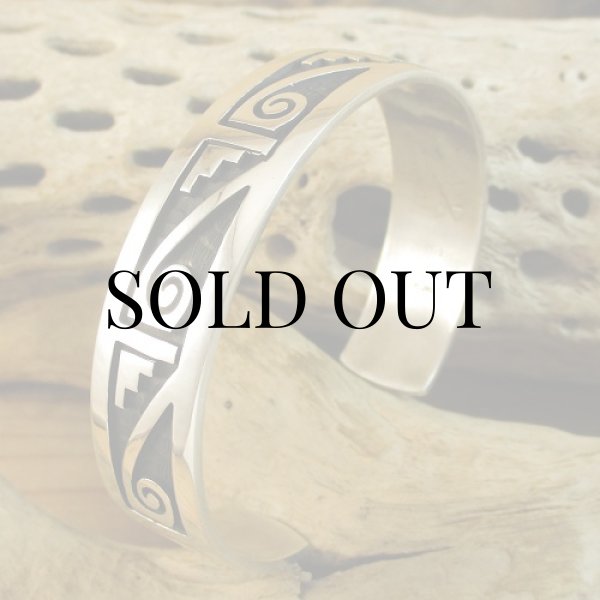 画像4: ホピ族：Stewart Tewawina Dacawyma ウォーター＆クラウド カフブレスレット (4)