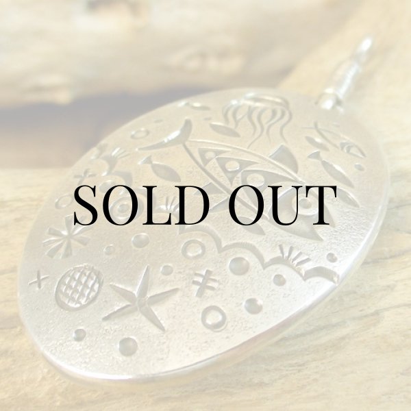 画像7: ナバホ族：Norbert Peshlakai スタンプワーク ペンダント トップ (7)