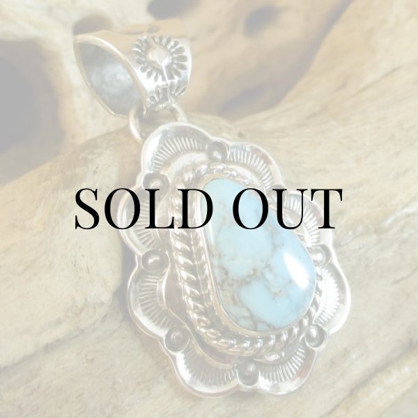 画像3: ナバホ族：Kevin Ramone Turquoise Mt. ペンダント トップ (3)