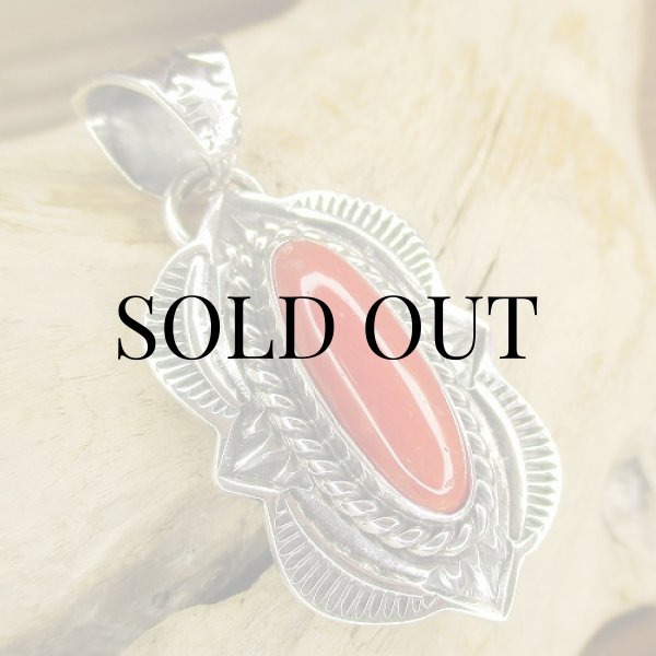 画像3: ナバホ族：Kevin Ramone Coral ペンダント トップ (3)