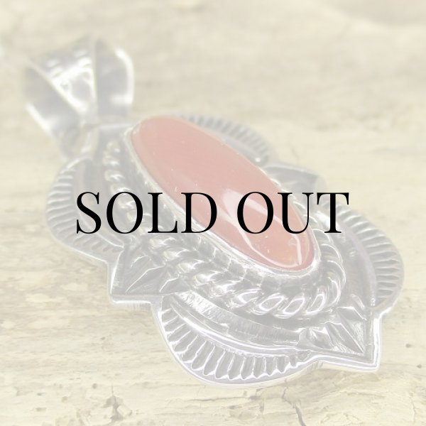 画像8: ナバホ族：Kevin Ramone Coral ペンダント トップ (8)