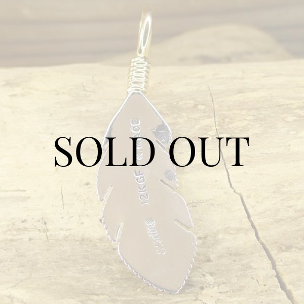 画像4: ナバホ族：Harvey Mace イーグルフェザー12KGF ペンダントトップS (4)