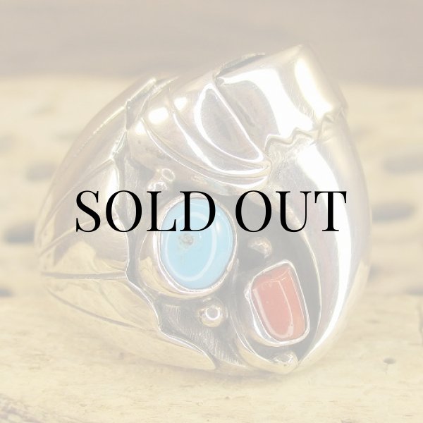 画像3: ナバホ族：Charlene Yazzie シルバーベアクロウ付き リング 22号 (3)