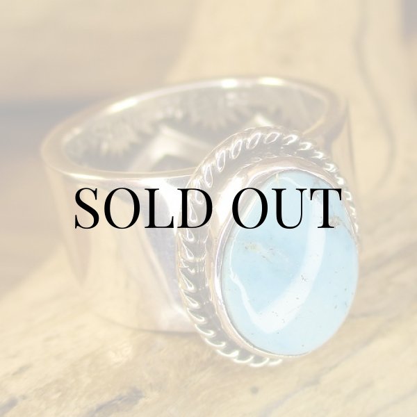 画像3: ナバホ族：Sunshine Reeves キングマンターコイズ リング 12号 (3)