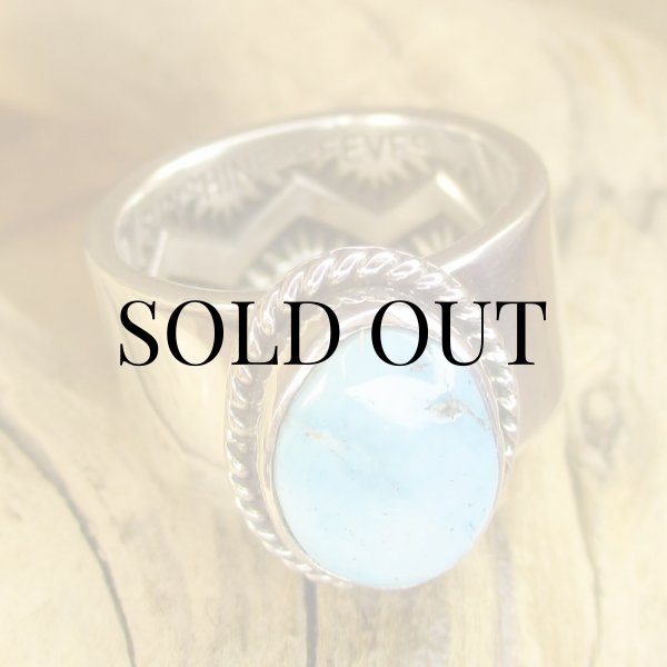 画像6: ナバホ族：Sunshine Reeves キングマンターコイズ リング 12号 (6)