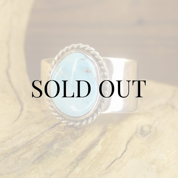 画像4: ナバホ族：Sunshine Reeves キングマンターコイズ リング 12号 (4)