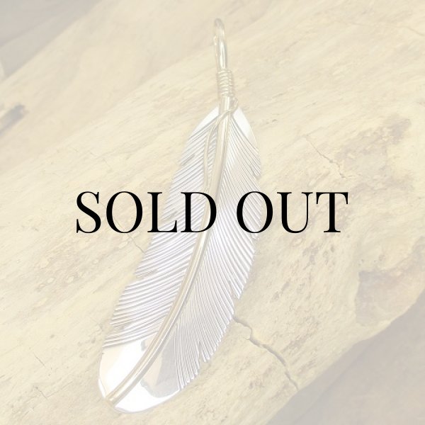 画像2: ナバホ族：Harvey Mace イーグルフェザー12KGF ペンダントトップL (2)