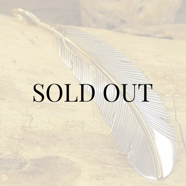 画像3: ナバホ族：Harvey Mace イーグルフェザー12KGF ペンダントトップL (3)