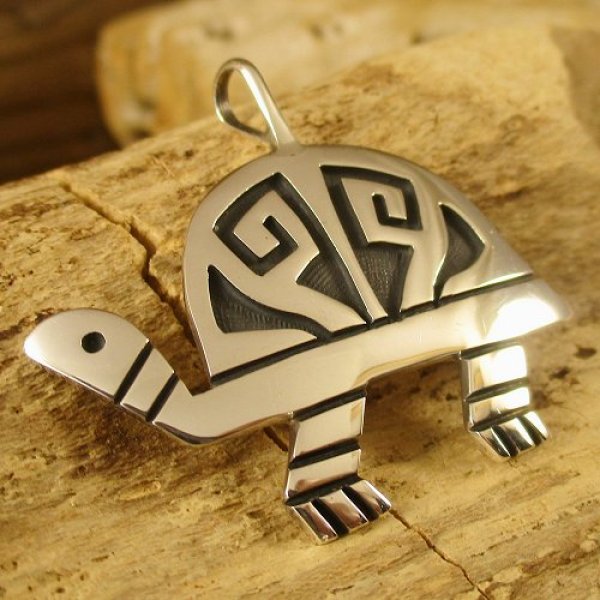 画像3: ホピ族：Griselda Saufkie タートルモチーフ ペンダントトップ (3)