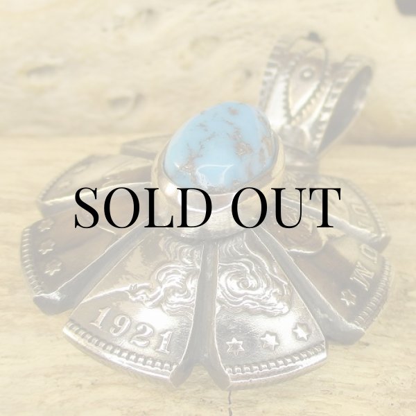 画像7: ナバホ族:Desert Blossom KingmanTurquoise 1Dollar ペンダントトップ (7)