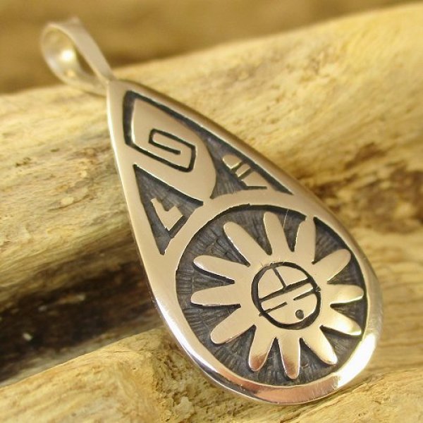 画像3: ホピ族:Willis Humeyestewa サンフェイスモチーフ ペンダント トップ (3)