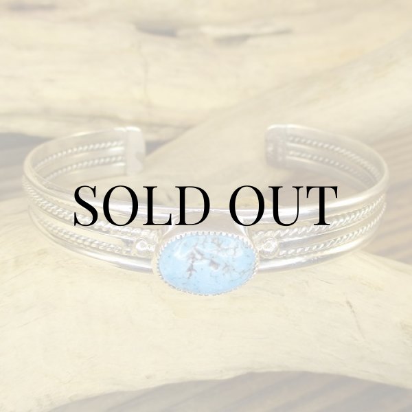 画像2: ナバホ族：Charlene Yazzie ターコイズ付き ケーブル カフブレスレット (2)