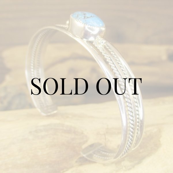 画像6: ナバホ族：Charlene Yazzie ターコイズ付き ケーブル カフブレスレット (6)