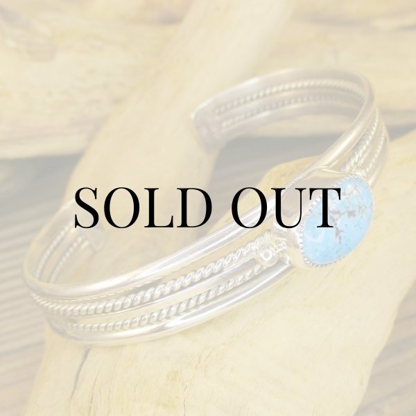 画像3: ナバホ族：Charlene Yazzie ターコイズ付き ケーブル カフブレスレット (3)