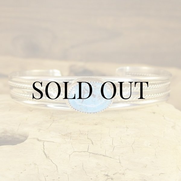 画像7: ナバホ族：Charlene Yazzie ターコイズ付き ケーブル カフブレスレット (7)