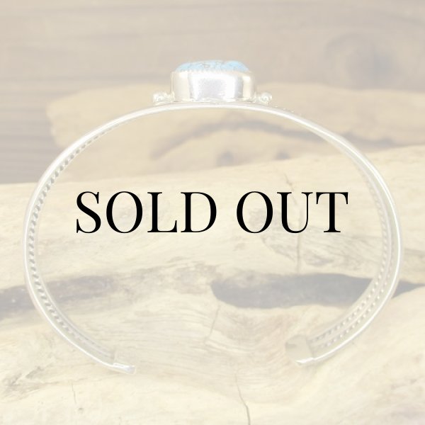 画像9: ナバホ族：Charlene Yazzie ターコイズ付き ケーブル カフブレスレット (9)