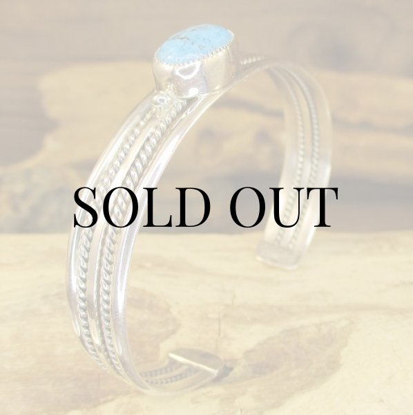 画像5: ナバホ族：Charlene Yazzie ターコイズ付き ケーブル カフブレスレット (5)