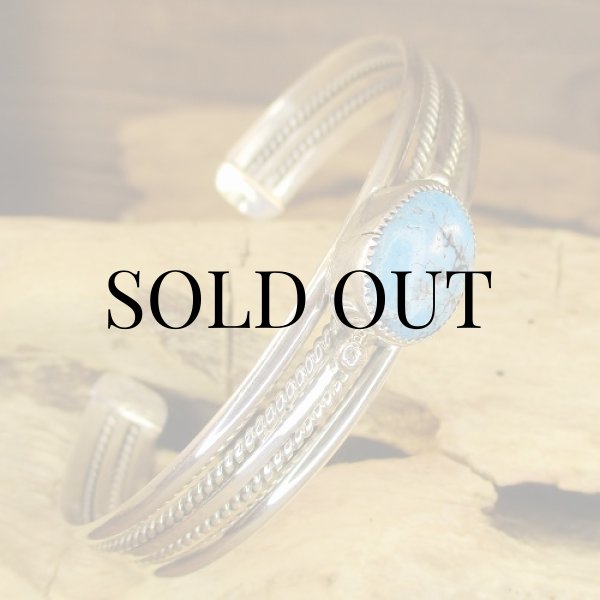 画像8: ナバホ族：Charlene Yazzie ターコイズ付き ケーブル カフブレスレット (8)