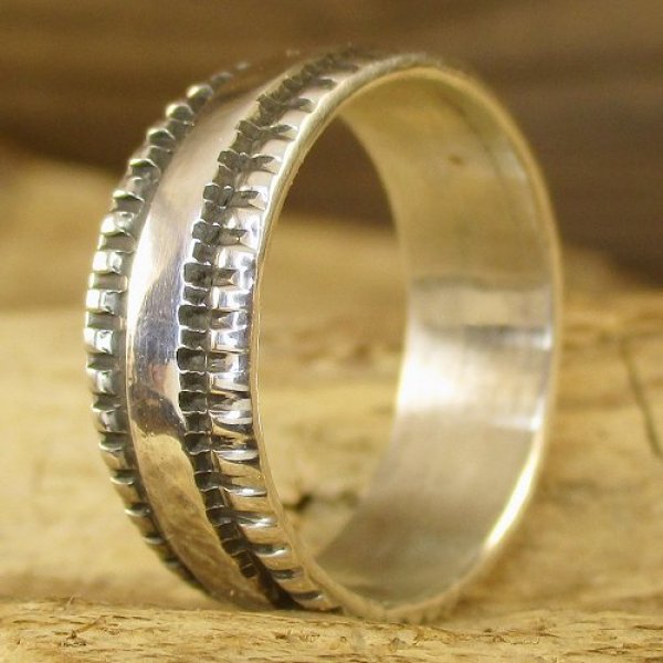 画像5: ナバホ族：Bruce Morgan 1/4" シルバー チゼル リング  (5)