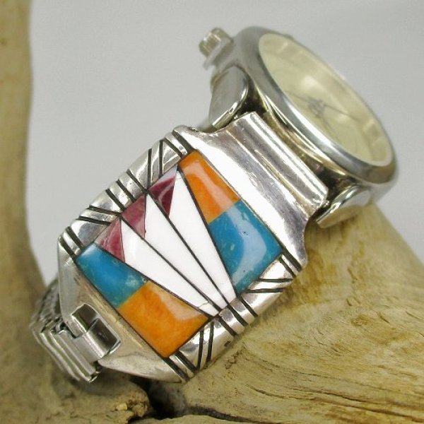 画像6: ズニ族：インレイ ウォッチバンド (6)