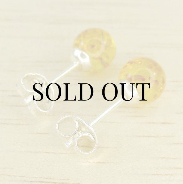 画像2: スターリングシルバー アンバー ピアス (2)