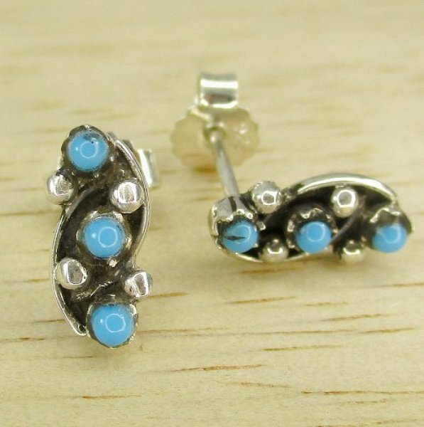 画像5: ナバホ族：ターコイズ付き ピアス (5)