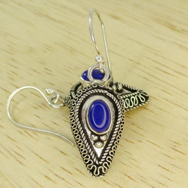 画像4: シルバー オールドスタイル ラピスラズリ ピアス (4)