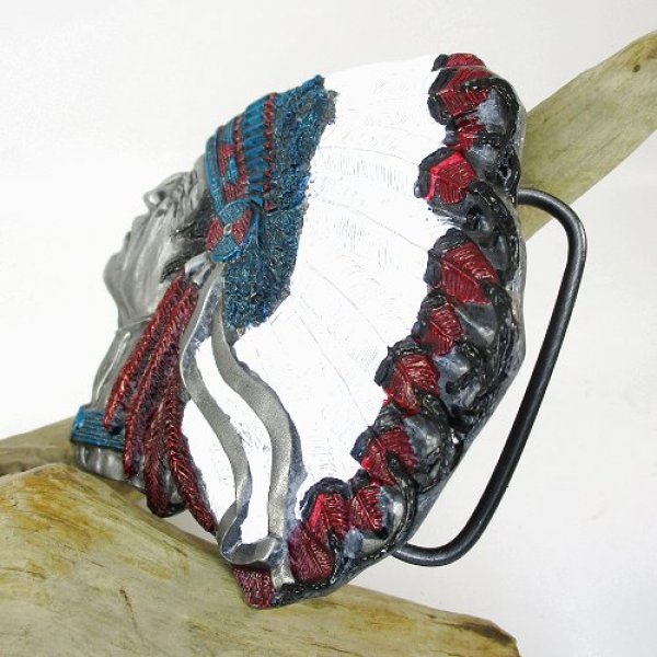 画像3: インディアンチーフモチーフ トロフィーバックル (3)