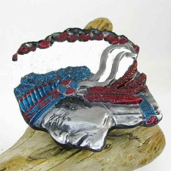 画像5: インディアンチーフモチーフ トロフィーバックル (5)