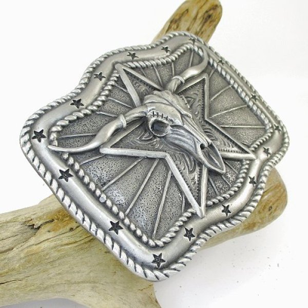 画像2: ロングホーンスカル モチーフ バックル (2)