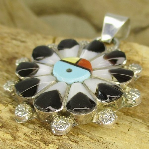 画像7: ズニ族：A N Dewaインレイ サンフェイス デザイン ペンダントトップ (7)