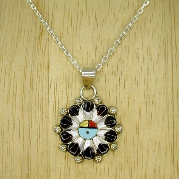 画像9: ズニ族：A N Dewaインレイ サンフェイス デザイン ペンダントトップ (9)