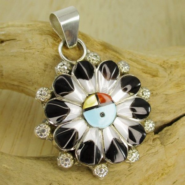 画像3: ズニ族：A N Dewaインレイ サンフェイス デザイン ペンダントトップ (3)