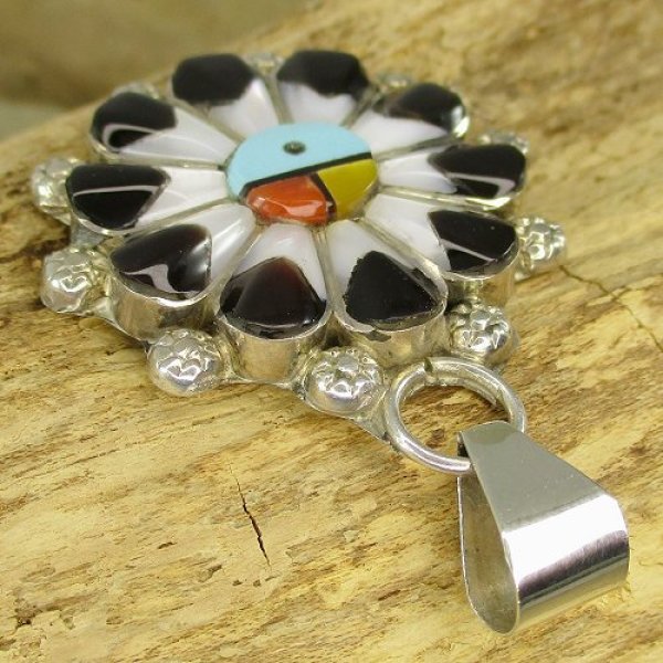 画像6: ズニ族：A N Dewaインレイ サンフェイス デザイン ペンダントトップ (6)