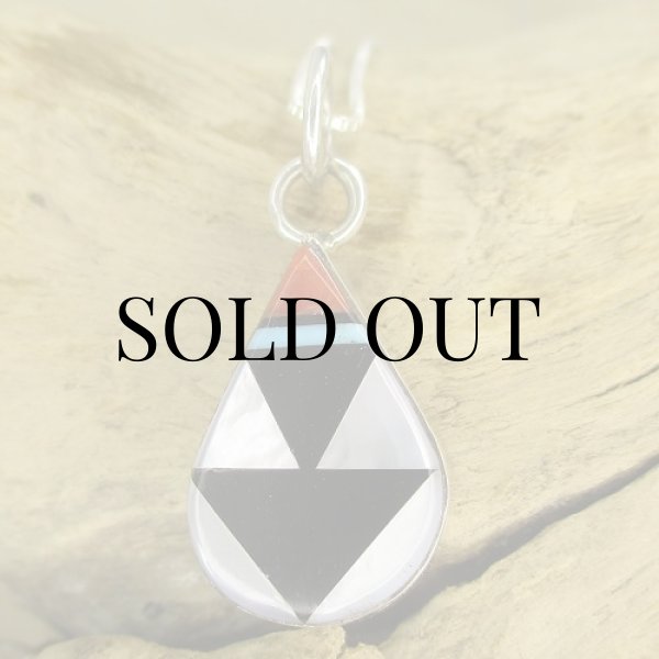 画像2: ズニ族：マルチインレイ ティアドロップ ペンダント (2)