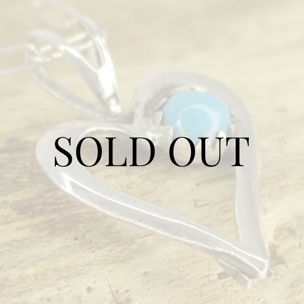 画像8: ナバホ族：ターコイズ付きハート ペンダント (8)