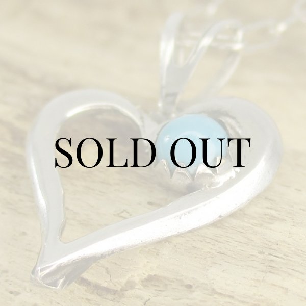 画像7: ナバホ族：ターコイズ付きハート ペンダント (7)