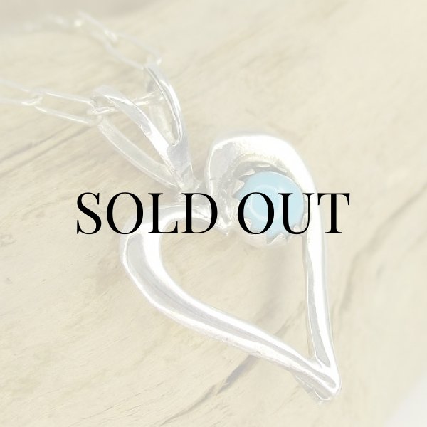 画像3: ナバホ族：ターコイズ付きハート ペンダント (3)