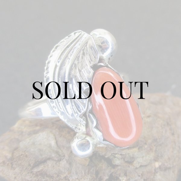 画像3: ズニ族：Carmelita Simplicio レッドコーラル（赤珊瑚）リング 13号 (3)