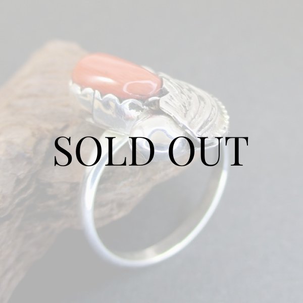 画像6: ズニ族：Carmelita Simplicio レッドコーラル（赤珊瑚）リング 13号 (6)