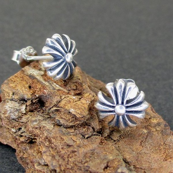 画像5: スターリングシルバー クロス ピアス (5)