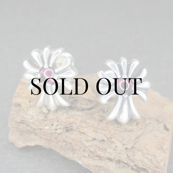 画像2: スターリングシルバー クロス ピアス (2)