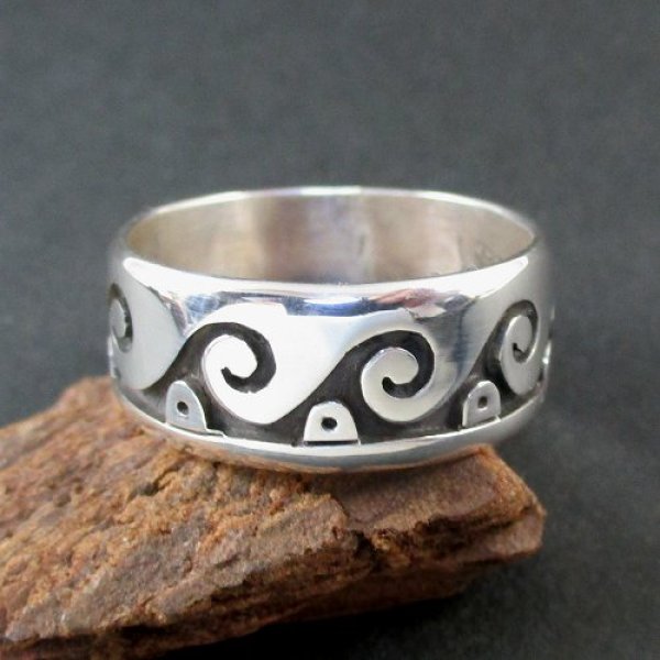 画像2: ホピ族：Shayne Joseph ウエイブ リング 24号 (2)