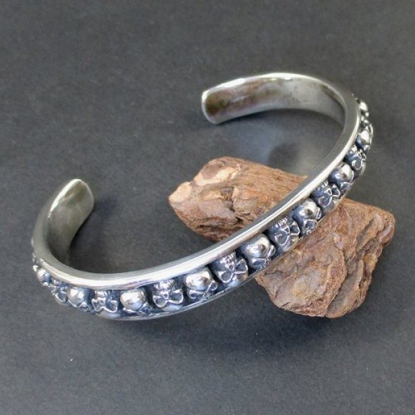 画像3: スカル シルバー カフブレスレット (3)